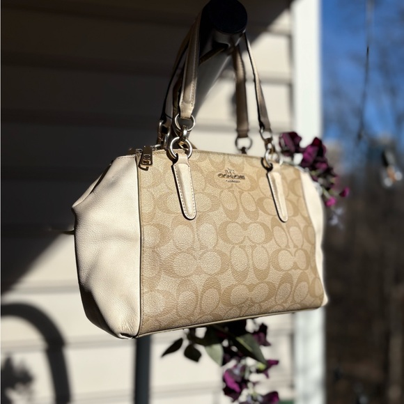 Coach Mini Christie Carryall Bag F58291 | Beige Coated Canvas | Crossbody Strap - Picture 2 of 15